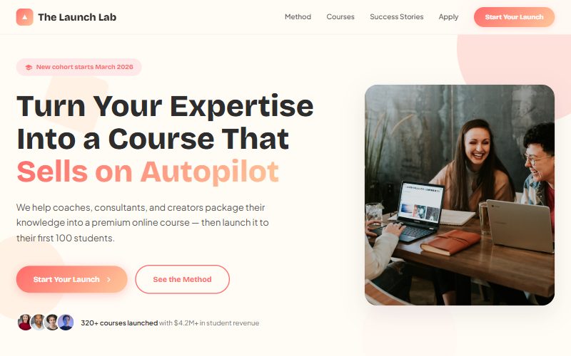 The Launch Lab homepage