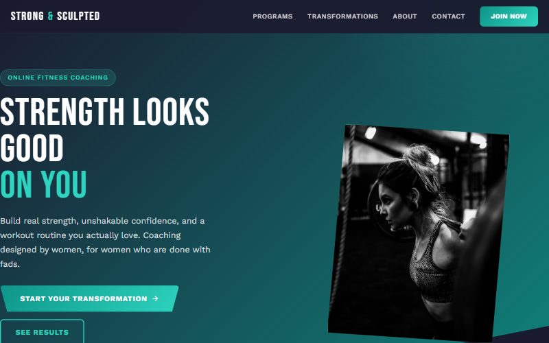 Strong & Sculpted Co. homepage