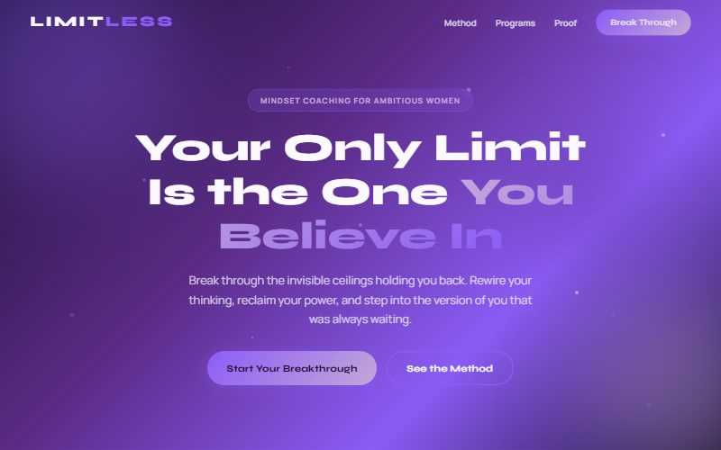 Limitless Mindset Academy homepage